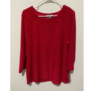 JM Collection Red Sequin Top